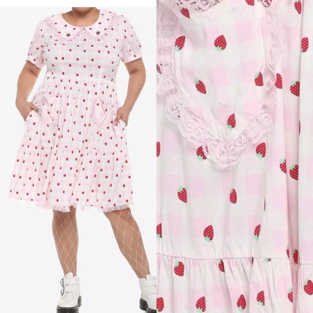 Strawberry Gingham Collar Dress